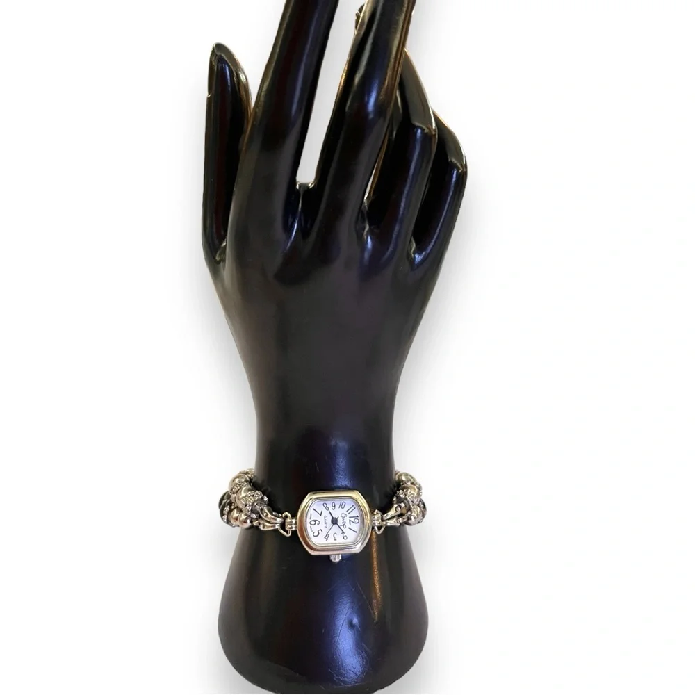 Vintage 90s Boho Watch on Beaded Stretchy Band